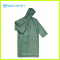 Impermeable largo impermeable de PVC verde (RPP-044A)